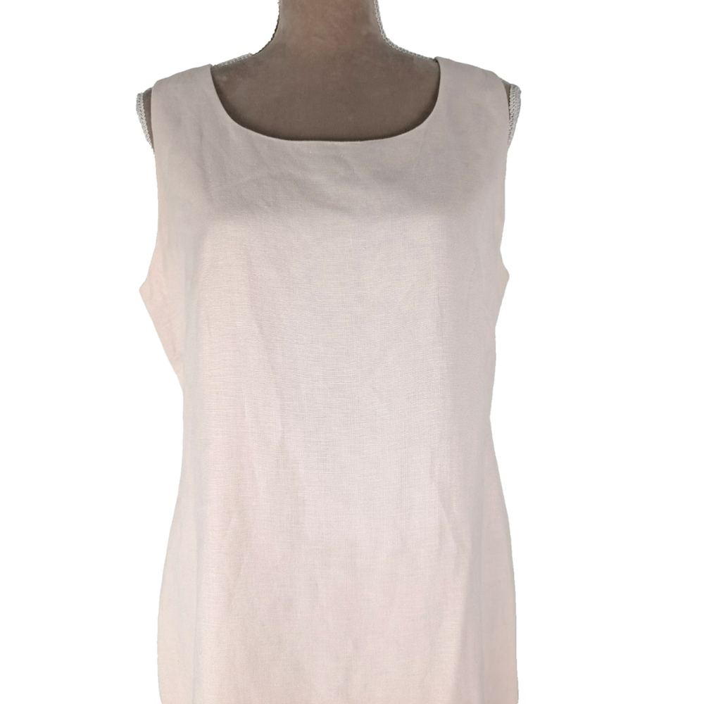 Vintage Linen Blend Long Maxi Dress Size 14 Blush Pink Beachy Feminine 90s - Picture 6 of 10
